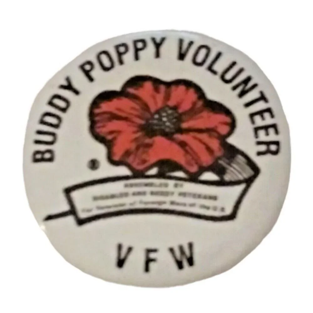 VFW POPPY PIN Veterans of Foreign Wars Buddy Volunteer Disabled Needy Pin Button